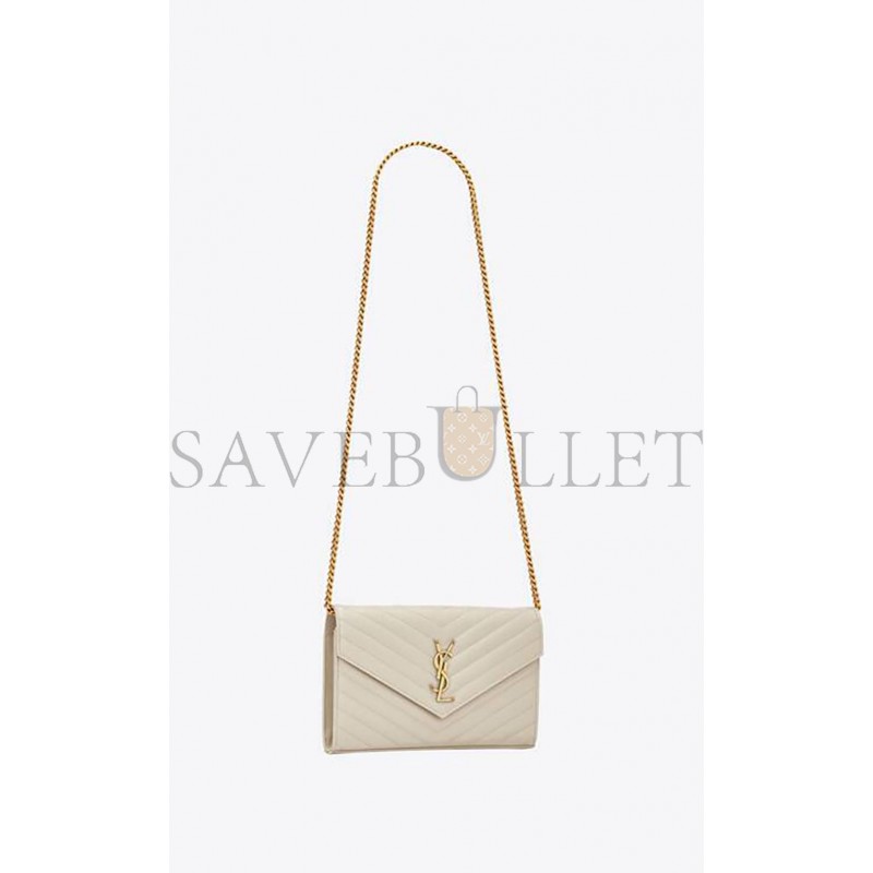 YSL CASSANDRE MATELASSÉ CHAIN WALLET IN GRAIN DE POUDRE EMBOSSED LEATHER 377828BOW019207 (22.5*14*4cm)