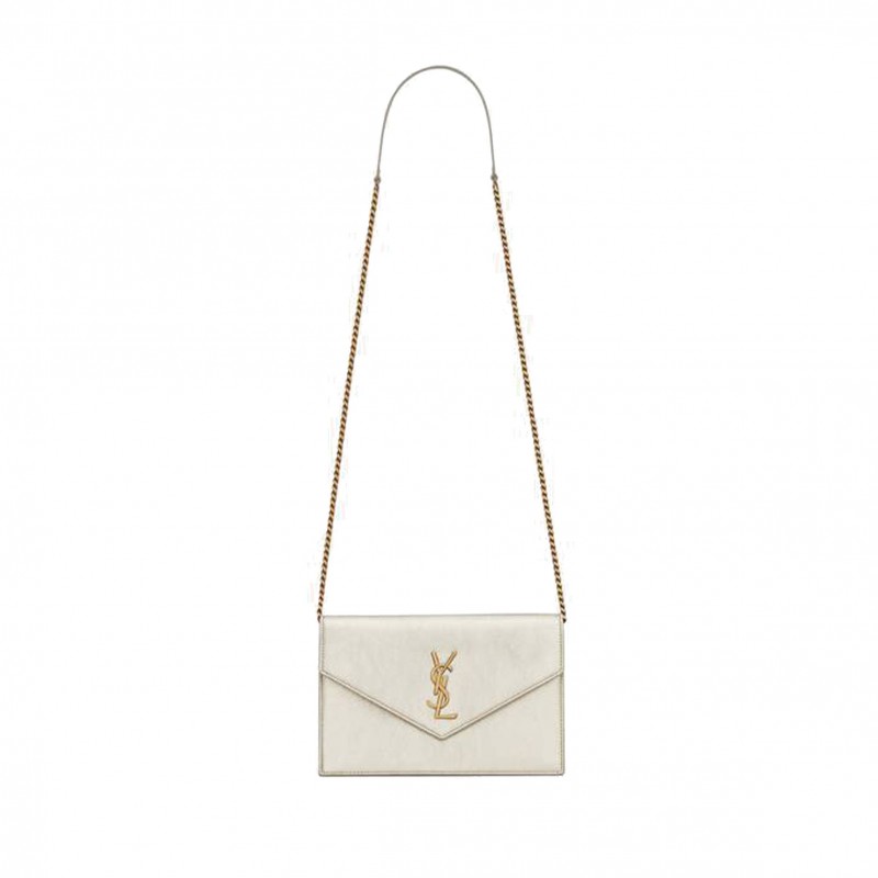 YSL CASSANDRE ENVELOPE CHAIN WALLET IN METALLIZED LEATHER 402031AAAGI7100 (19*12.5*3.5cm)