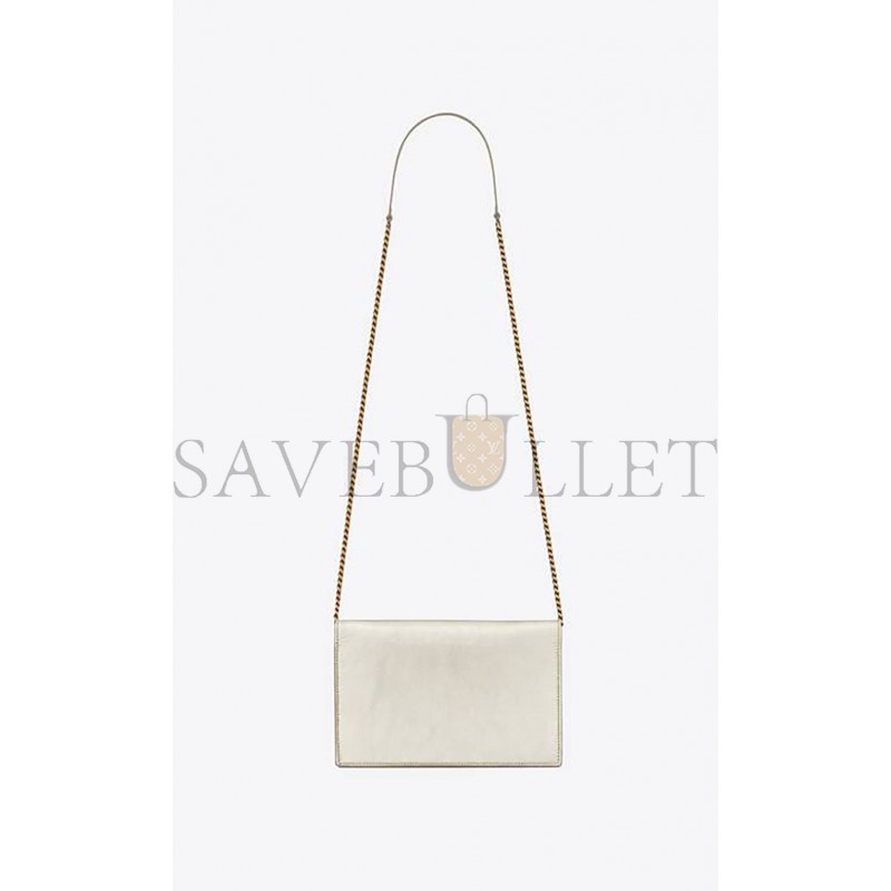 YSL CASSANDRE ENVELOPE CHAIN WALLET IN METALLIZED LEATHER 402031AAAGI7100 (19*12.5*3.5cm)