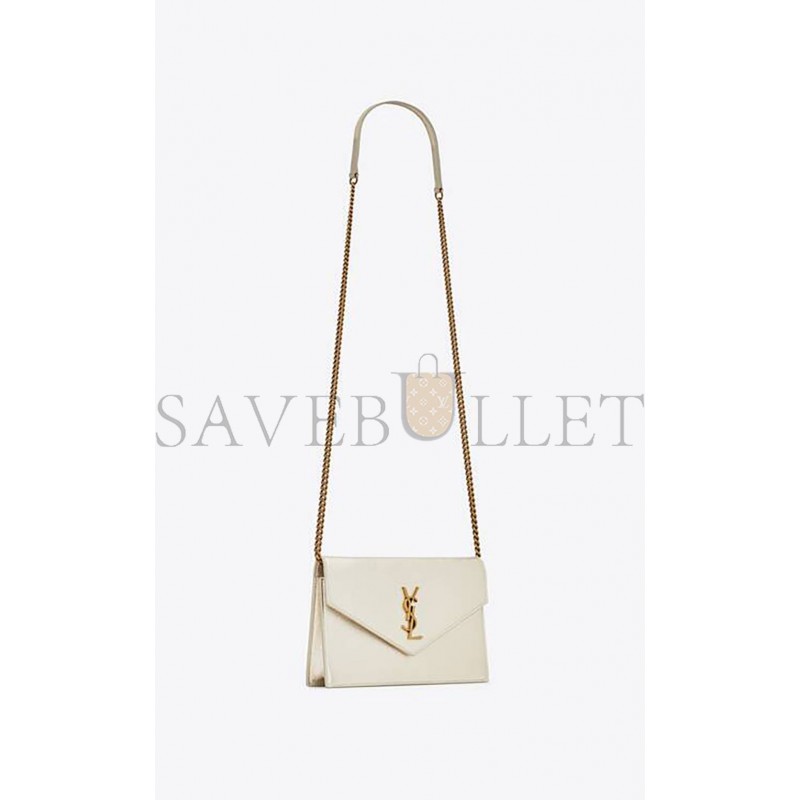 YSL CASSANDRE ENVELOPE CHAIN WALLET IN METALLIZED LEATHER 402031AAAGI7100 (19*12.5*3.5cm)