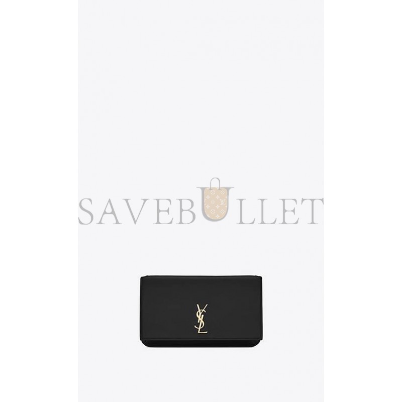 YSL CASSANDRE PHONE HOLDER WITH STRAP IN SMOOTH LEATHER 6350950U40J1000 (18*11*2.5cm)