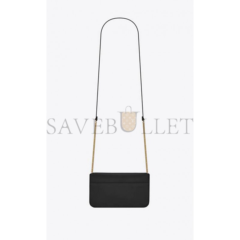 YSL CASSANDRE PHONE HOLDER WITH STRAP IN SMOOTH LEATHER 6350950U40J1000 (18*11*2.5cm)