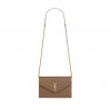 YSL CASSANDRE MATELASSÉ ENVELOPE CHAIN WALLET IN GRAIN DE POUDRE EMBOSSED LEATHER 695108BOW012346 (19*12.5*3.5cm)