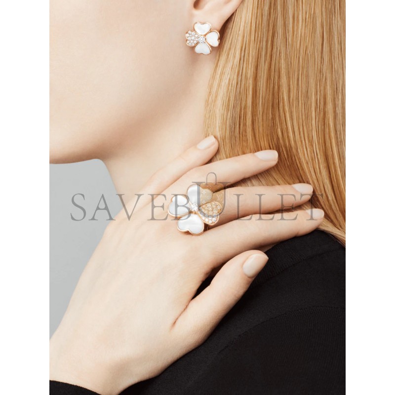 VAN CLEEF ARPELS COSMOS EARRINGS, SMALL MODEL - ROSE GOLD, DIAMOND, MOTHER-OF-PEARL  VCARO5BX00