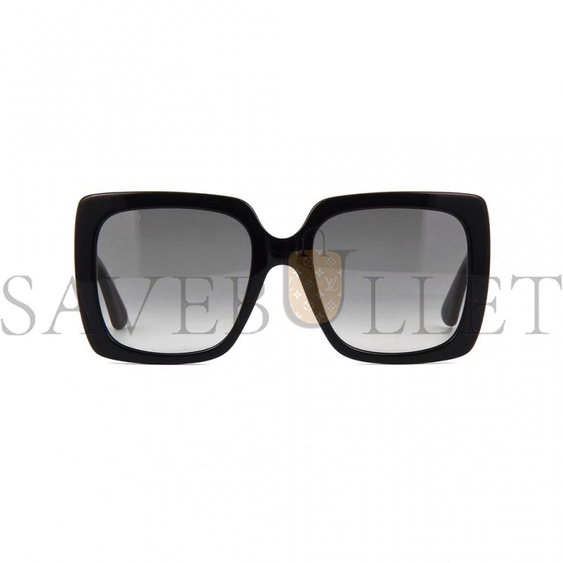 GUCCI BLACK SQUARE CRYSTAL LOGO SUNGLASSES GG0418S