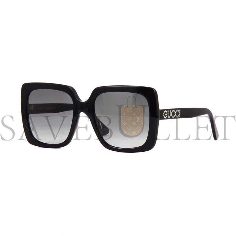 GUCCI BLACK SQUARE CRYSTAL LOGO SUNGLASSES GG0418S