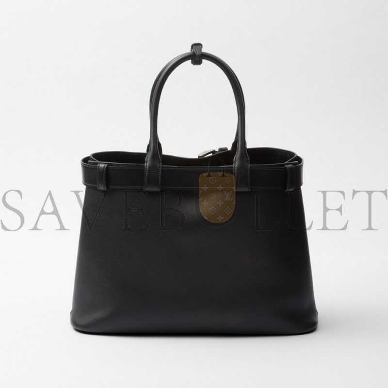 PRADA BUCKLE LARGE LEATHER HANDBAG WITH BELT 1BA416 (37*27*14cm)