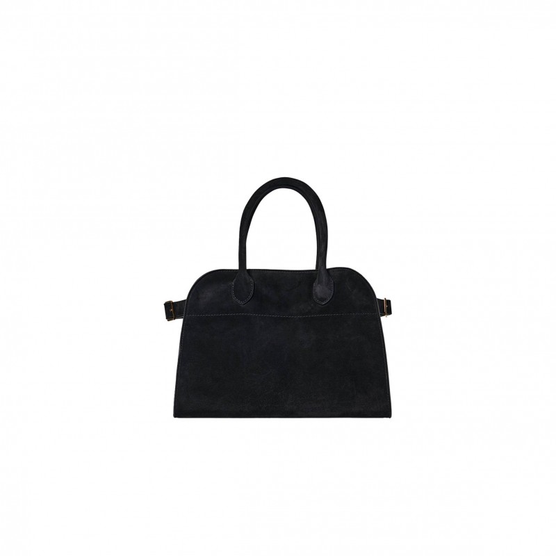 THE ROW SOFT MARGAUX 10 BAG IN SUEDE BLACK W1190L25BLSG (25*18*19cm)