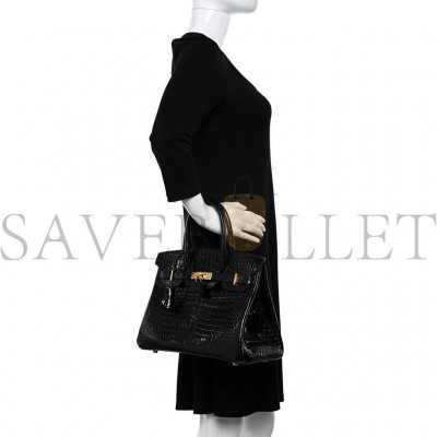HERMES MASTER NOIR BLACK GHW NILOTICUS CROCODILE BIRKIN 30 HANDBAG (30*22*16cm) HERMES MASTER NOIR BLACK GHW NILOTICUS CROCODILE BIRKIN 30 HANDBAG (30*22*16cm)