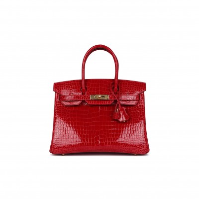 HERMES MASTER BIRKIN 30 BRAISE SHINY POROSUS CROCODILE GOLD HARDWARE (30*22*16cm)