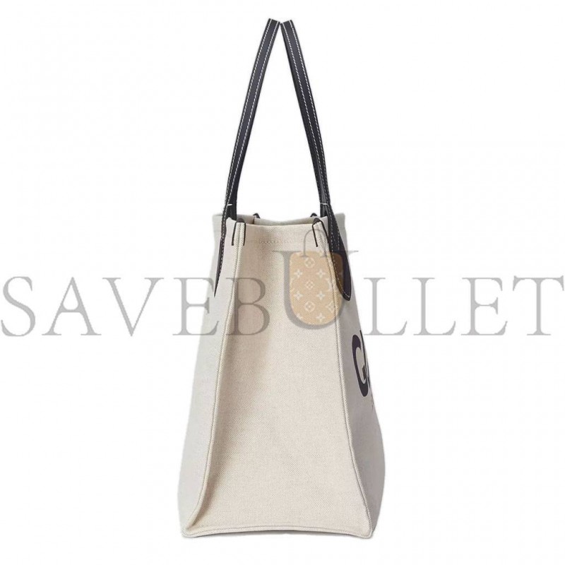 GUCCI PRINT TOTE BAG NEW BEIGE CANVAS BLACK 772176 (41*19*18cm)