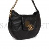 CHANEL MASTER 19 HOBO BAG BLACK LAMBSKIN MIXED METAL HARDWARE AS4638 (30*21*7.5cm)