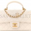 CHANEL MASTER  CAVIAR QUILTED MINI TOP HANDLE RECTANGULAR FLAP WHITE AS2431 (20*13*9cm)