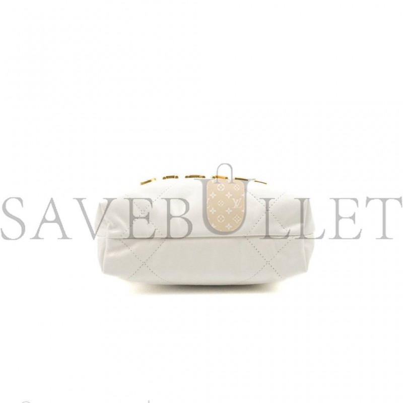 CHANEL MASTER WHITE CALFSKIN QUILTED MINI 22 BAG ANTIQUE GOLD HARDWARE AS3980 (20*19*6cm)