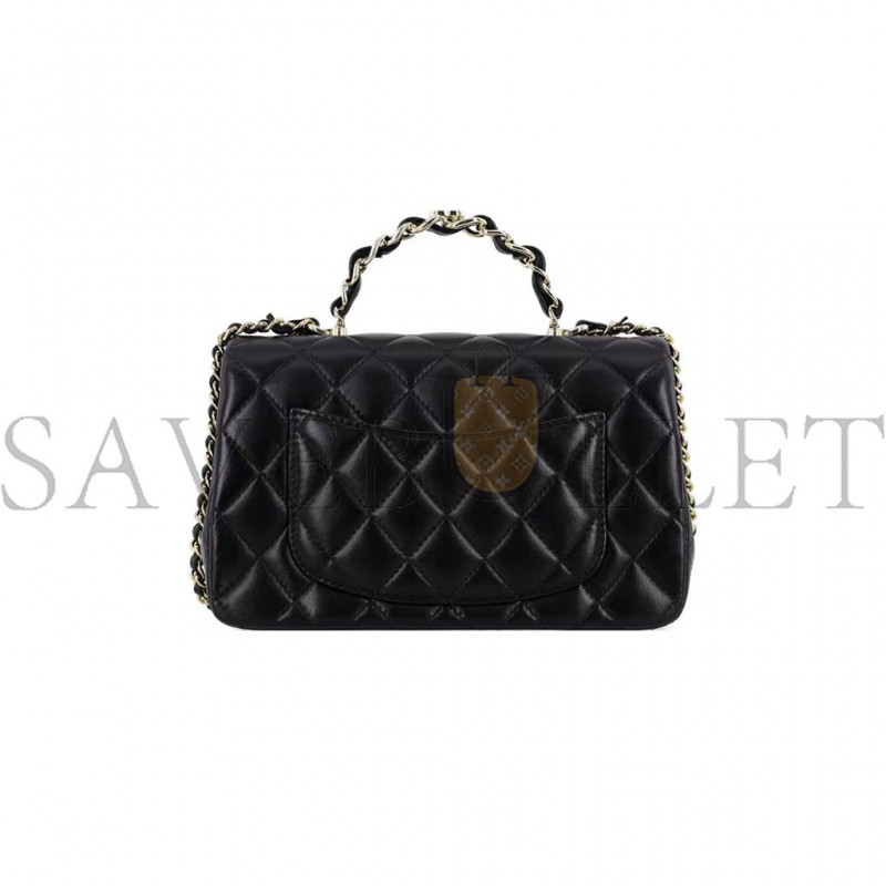 CHANEL MASTER FLAP BAG 23 BLACK LAMBSKIN GOLD HARDWARE AS2431 (20*12*6cm)