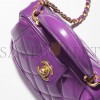 CHANEL MASTER TOPHANDLE MINI BAG SHINY LAMBSKIN AND GOLD METALLIC PURPLE AS4958 (18*12*7cm)