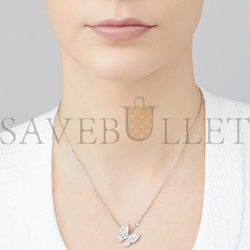 VAN CLEEF ARPELS TWO BUTTERFLY PENDANT - WHITE GOLD, DIAMOND  VCARO3M400