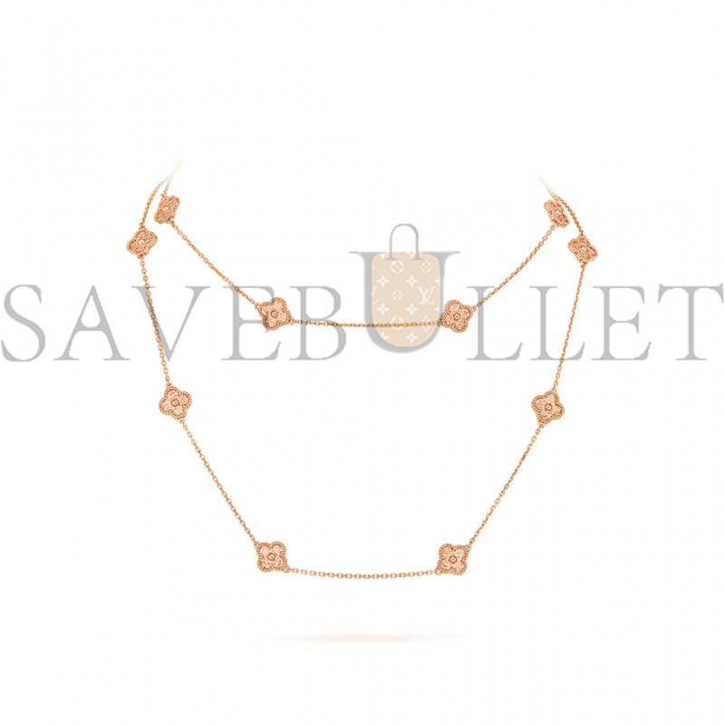 VAN CLEEF ARPELS SWEET ALHAMBRA LONG NECKLACE, 16 MOTIFS - ROSE GOLD  VCARO8DG00