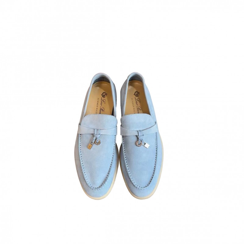 LORO PIANA BLUE SUEDE SUMMER CHARMS WALK LOAFERS FAN3992