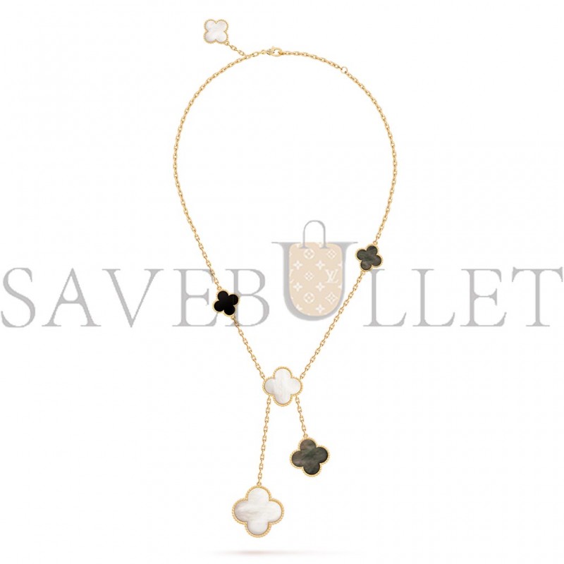 VAN CLEEF ARPELS MAGIC ALHAMBRA NECKLACE, 6 MOTIFS - YELLOW GOLD, MOTHER-OF-PEARL, ONYX  VCARD79200