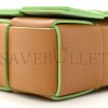 BOTTEGA VENETA GRAINED CALFSKIN MAXI INTRECCIATO CASSETTE CROSSBODY BAG CARAMEL PISTACHIO (23*15*5.5cm)