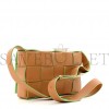 BOTTEGA VENETA GRAINED CALFSKIN MAXI INTRECCIATO CASSETTE CROSSBODY BAG CARAMEL PISTACHIO (23*15*5.5cm)