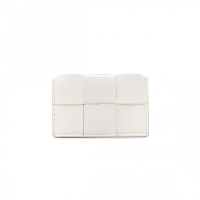 BOTTEGA VENETA NAPPA MAXI INTRECCIATO CARD HOLDER WALLET WHITE (12*8*3cm)