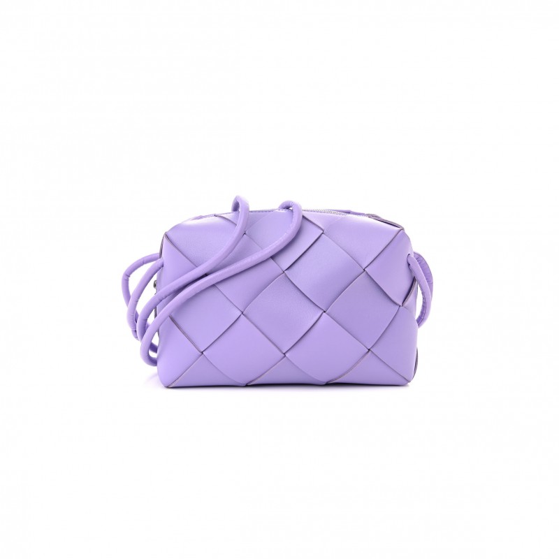 BOTTEGA VENETA LAMBSKIN MAXI INTRECCIATO SMALL CASSETTE CAMERA BAG WISTERIA (22*17*7cm)