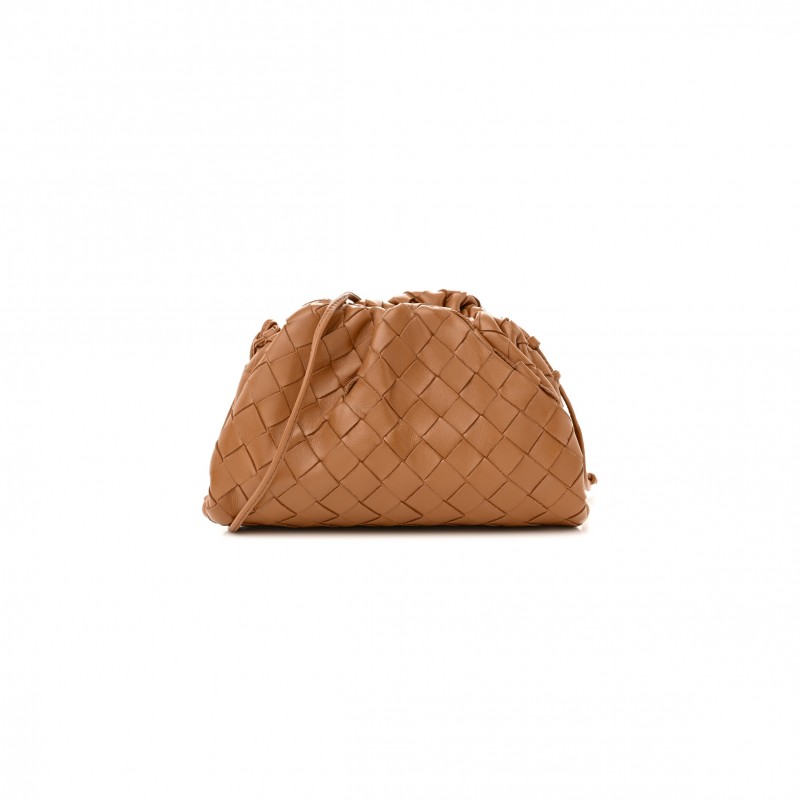 BOTTEGA VENETA NAPPA INTRECCIATO THE MINI POUCH CARMEL (21*11*5cm)