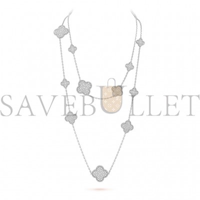 VAN CLEEF ARPELS MAGIC ALHAMBRA LONG NECKLACE, 16 MOTIFS - WHITE GOLD, DIAMOND  VCARN9MO00