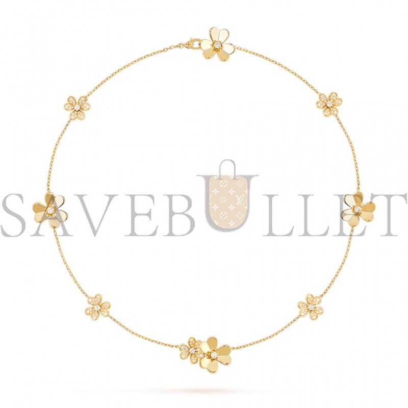 VAN CLEEF ARPELS FRIVOLE NECKLACE, 9 FLOWERS - YELLOW GOLD, DIAMOND  VCARP3W600