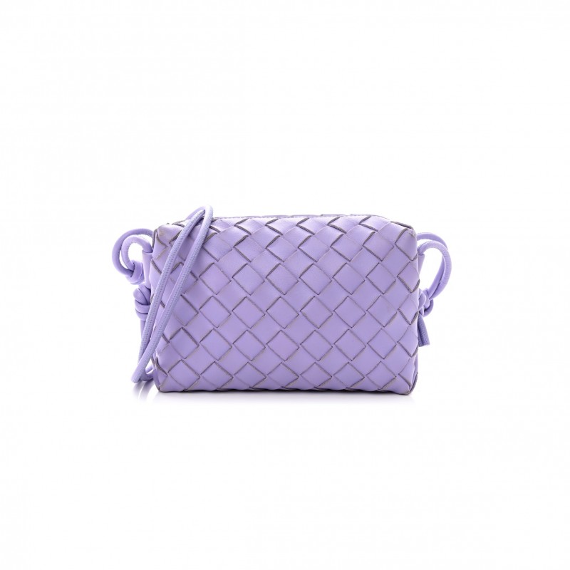 BOTTEGA VENETA NAPPA INTRECCIATO MINI LOOP CAMERA BAG WISTERIA  (18*11*8cm)