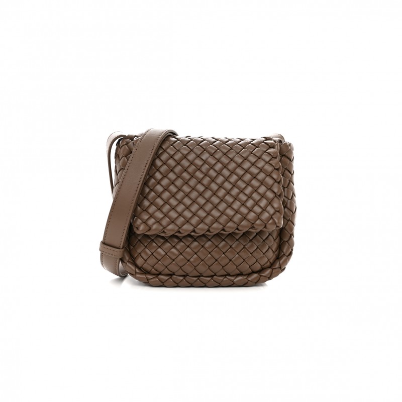 BOTTEGA VENETA NAPPA INTRECCIO MINI COBBLE SHOULDER BAG TAUPE GREY (19*18*8cm)