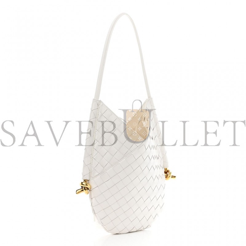 BOTTEGA VENETA NAPPA INTRECCIATO SMALL SOLSTICE HOBO WHITE  (28*25*3cm)