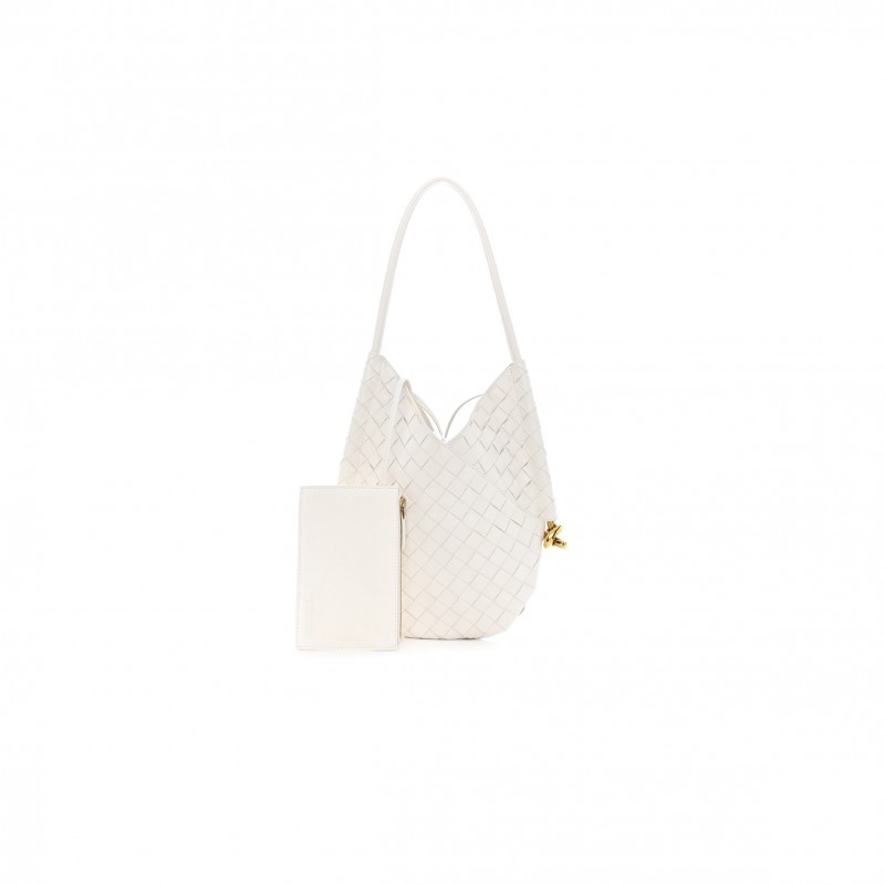 BOTTEGA VENETA NAPPA INTRECCIATO SMALL SOLSTICE HOBO WHITE  (28*25*3cm)