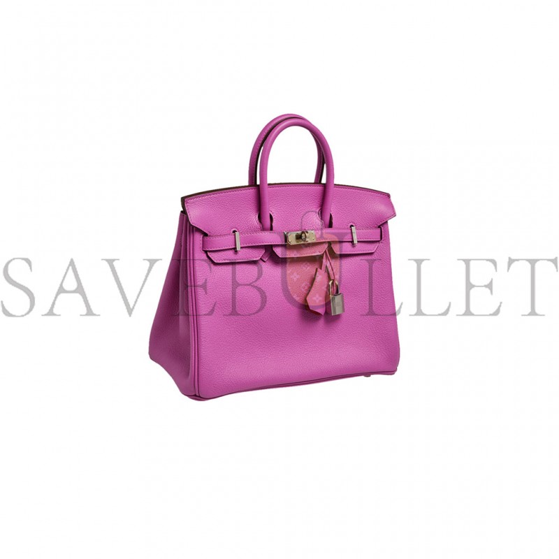 HERMES MAGNOLIA LEATHER PALLADIUM PLATED BIRKIN 25 BAG (25*22*13cm)