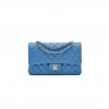 CHANEL BLUE QUILTED CAVIAR MEDIUM CLASSIC DOUBLE FLAP LIGHT GOLD HARDWARE AS1112 (25*15*6cm)