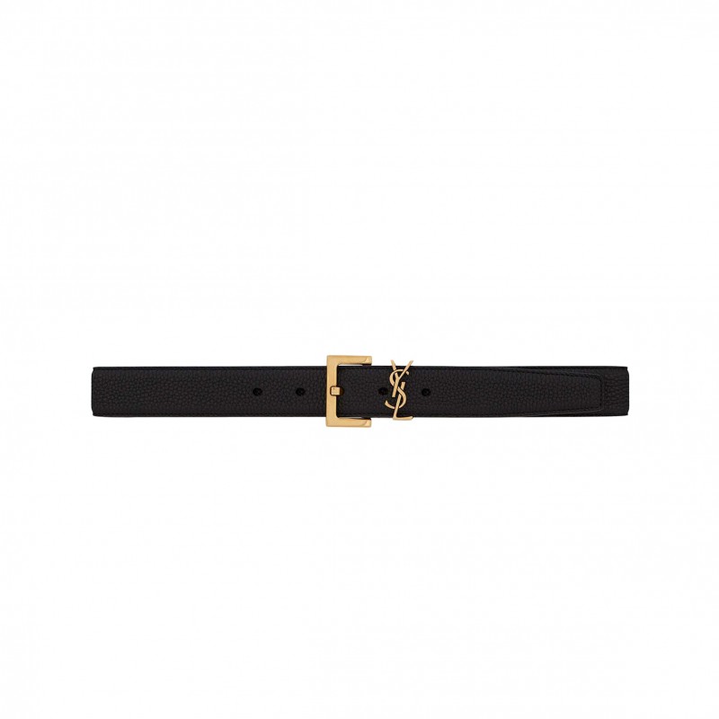 YSL CASSANDRE GRAINED LEATHER SQUARE BUCKLE BELT 634440DTI0W1000