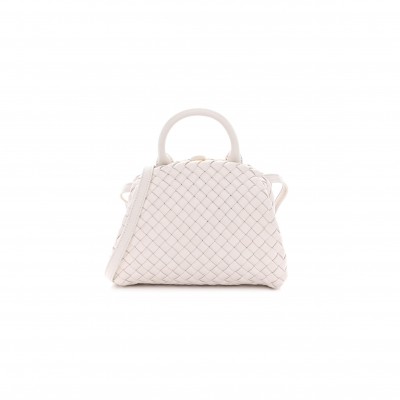 BOTTEGA VENETA NAPPA INTRECCIATO MINI TOP HANDLE SHOULDER BAG CHALK (22*17*9cm)