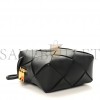 BOTTEGA VENETA LAMBSKIN MAXI INTRECCIATO MINI CASSETTE CAMERA BAG BLACK (15*14*7cm)