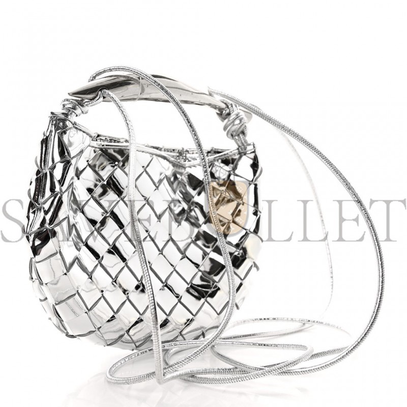 BOTTEGA VENETA MIRROR LAMINATED NAPPA INTRECCIATO MINI SARDINE BAG SILVER (20*15*3cm) BOTTEGA VENETA MIRROR LAMINATED NAPPA INTRECCIATO MINI SARDINE BAG SILVER (20*15*3cm)