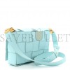 BOTTEGA VENETA GRAINED CALFSKIN MAXI INTRECCIATO CASSETTE CROSSBODY BAG PALE BLUE (23*15*5cm)