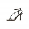 BOTTEGA VENETA SHINY LIGHT LAMBSKIN THE LINE 90MM SANDALS 36 CHOCOLATE SPREAD