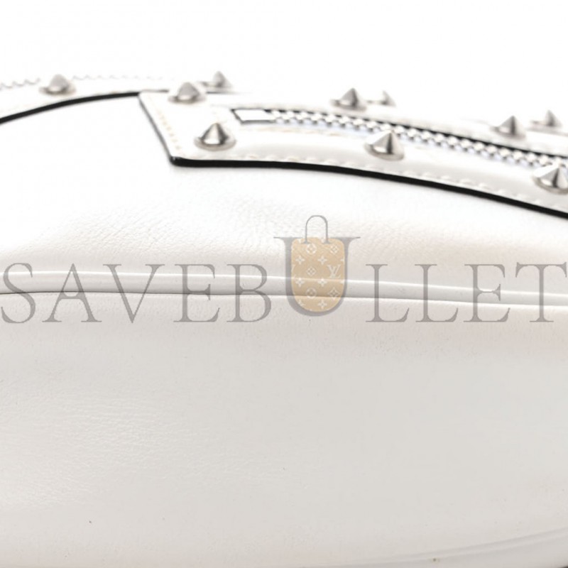 VERSACE CALFSKIN STUDDED SMALL REPEAT ZIP HOBO WHITE  (29*19*5cm)