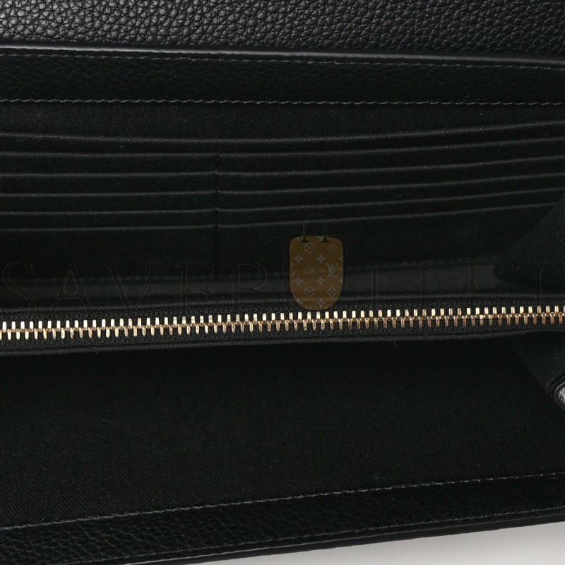 VERSACE GRAINED CALFSKIN VIRTUS WALLET ON CHAIN BLACK  (18*11*4cm)