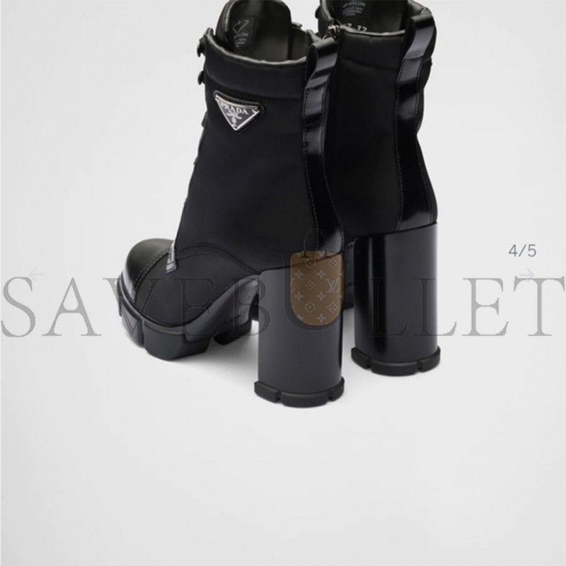 PRADA NYLON AND NUBUCK LEATHER BOOTIES 1T427M