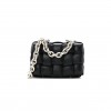 BOTTEGA VENETA LAMBSKIN MAXI INTRECCIO PADDED CHAIN CASSETTE CROSSBODY BAG BLACK  (27*19*7cm)