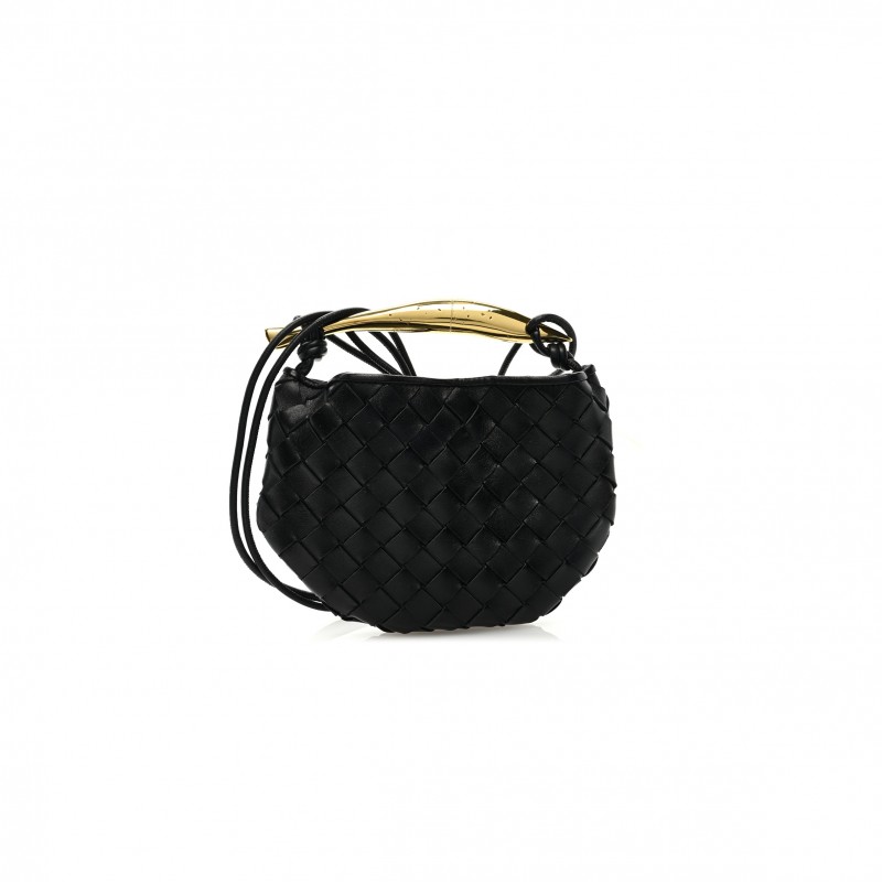 BOTTEGA VENETA NAPPA INTRECCIATO MINI SARDINE BAG BLACK  (20*14*3cm)