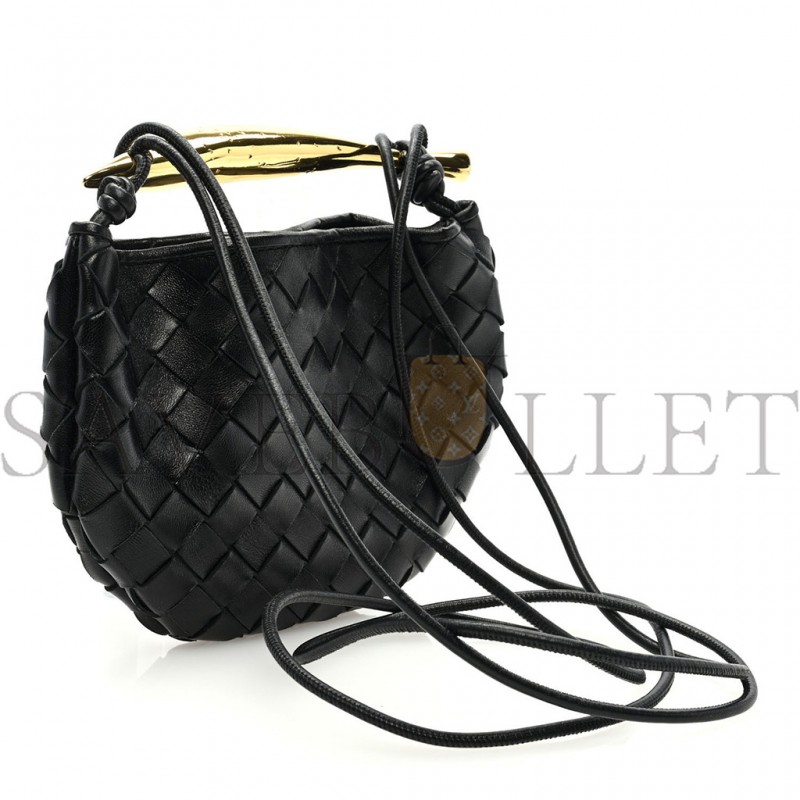 BOTTEGA VENETA NAPPA INTRECCIATO MINI SARDINE BAG BLACK  (20*14*3cm)