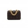 BOTTEGA VENETA LAMBSKIN MAXI INTRECCIO PADDED CHAIN CASSETTE CROSSBODY BAG FONDANT  (25*17*8cm)